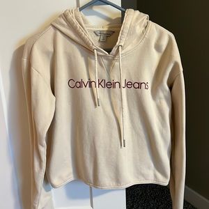 Mustard light yellow Calvin Klein cropped hoodie